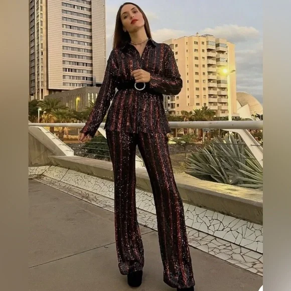 NWT Zara Luxury Party Blogger’s and Celebrity Favorite Sequin Shirt/Top